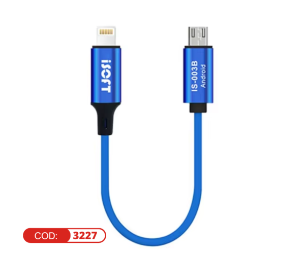 CABLE DE TRANSMISIÓN DE DATOS DE IPHONE A ANDROID ISOFT IS-003B