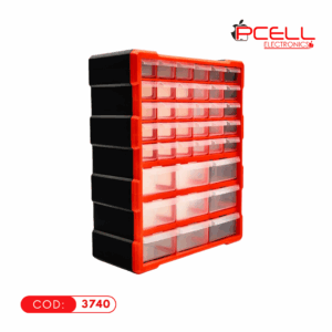 ORGANIZADOR DE PLASTICO DE 8 NIVELES 39 CAJONES ROJO G-1502