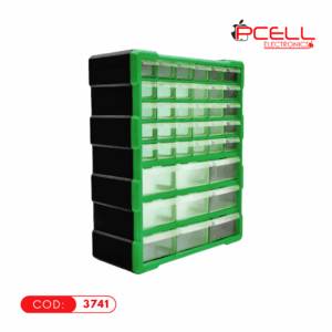 ORGANIZADOR DE PLASTICO DE 8 NIVELES 39 CAJONES VERDE G-1502