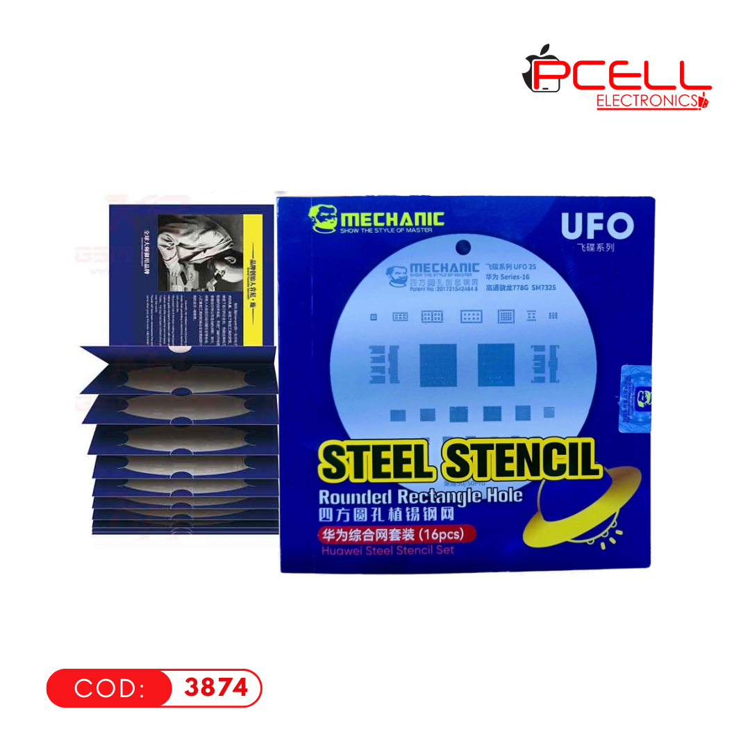 SET DE 16 STENCILS DE ACERO MECHANIC UFO PARA HUAWEI